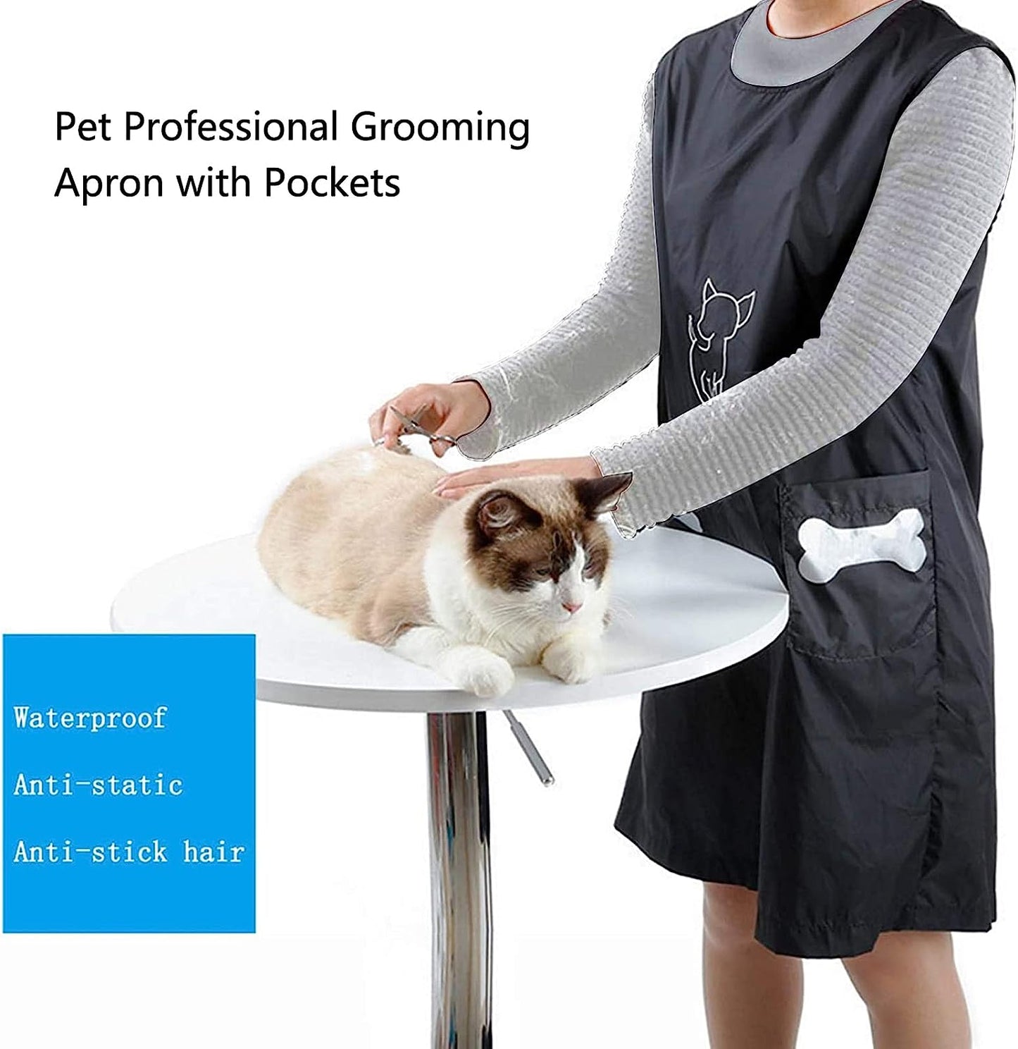 Grooming Smock,Anti-Static Smock for Dog Cat Barber Apron for Hair Salon,Workwear Barber for Women Men Pet Grooming Smock